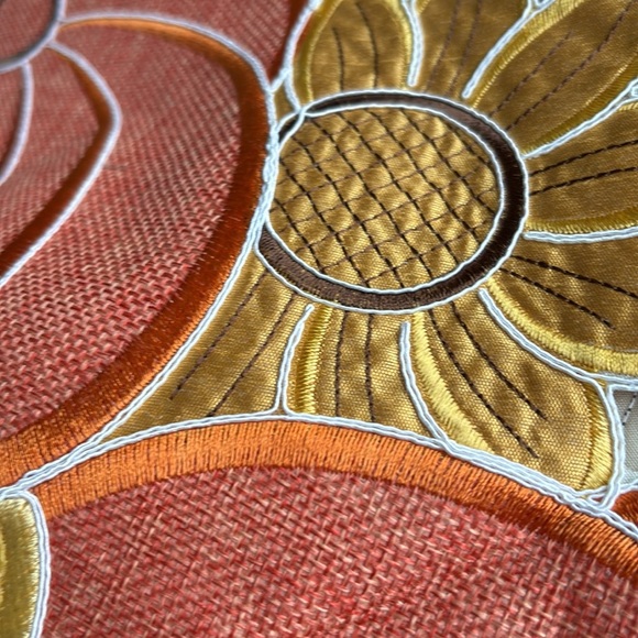 Artisan Harvest Table Runner, embroidered,cutout sunflowers & pumpkins,Fall - Picture 4 of 9